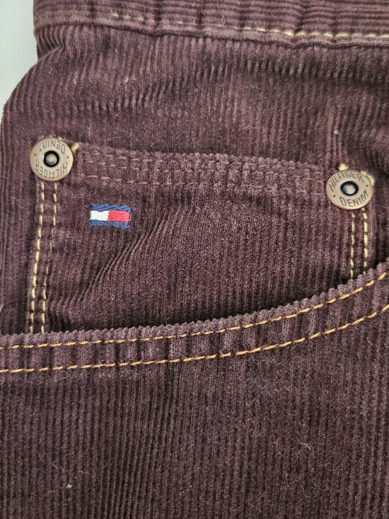 Tommy Hilfiger Other - Tommy Hilfiger Deep Burgundy-brown Corduroy Pocket Pants with Contrast Stitching